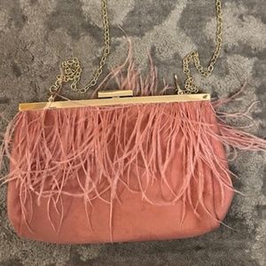 Feather Clutch with Chain Link shoulder strap